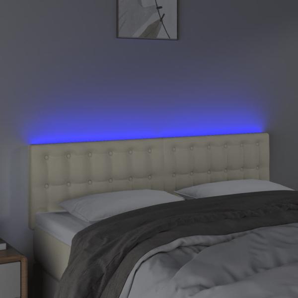 LED Kopfteil Creme 144x5x78/88 cm Kunstleder