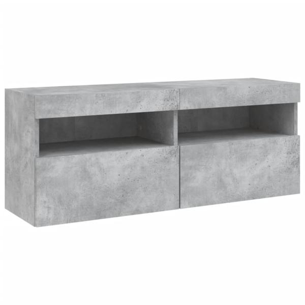 TV-Wandschrank mit LED-Leuchten Betongrau 100x30x40 cm