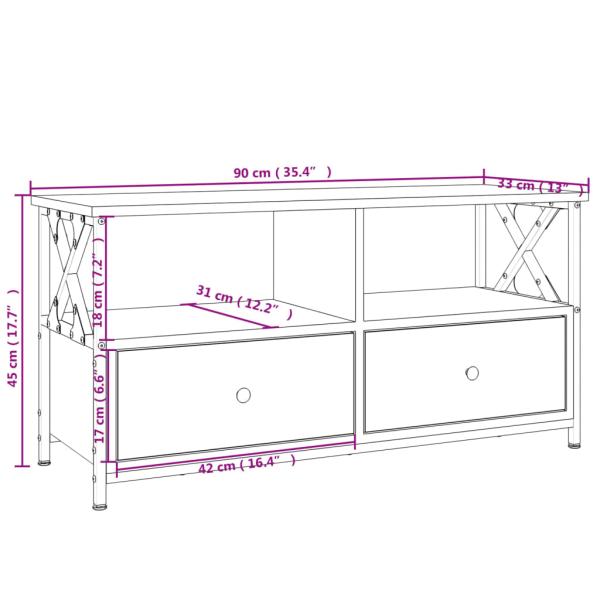 TV-Schrank Sonoma-Eiche 90x33x45 cm Holzwerkstoff & Eisen