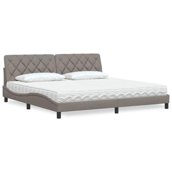 ARDEBO.de - Bett mit Matratze Taupe 200x200 cm Stoff