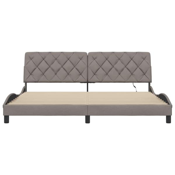 Bettgestell mit LED ohne Matratze Taupe 200x200 cm Stoff