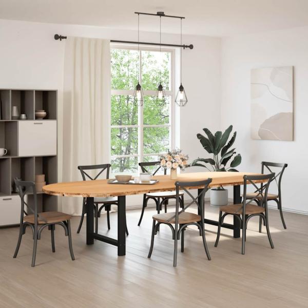 Esstisch Hellbraun 320x120x74 cm Massivholz Eiche Oval