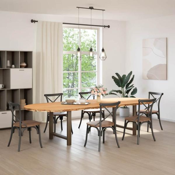 Esstisch Hellbraun 320x120x74 cm Massivholz Eiche Oval