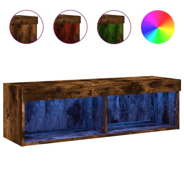 TV-Schrank mit LED-Leuchten Räuchereiche 100x30x30 cm