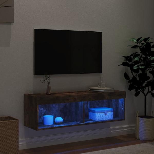 TV-Schrank mit LED-Leuchten Räuchereiche 100x30x30 cm