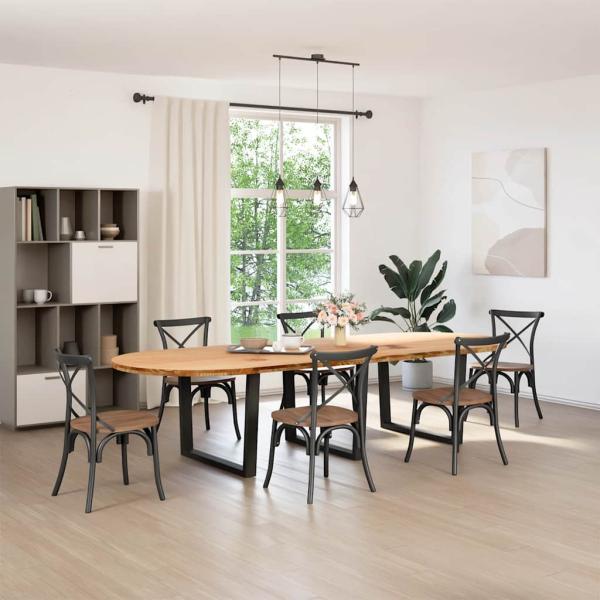 Esstisch Hellbraun 320x120x74 cm Massivholz Eiche Oval