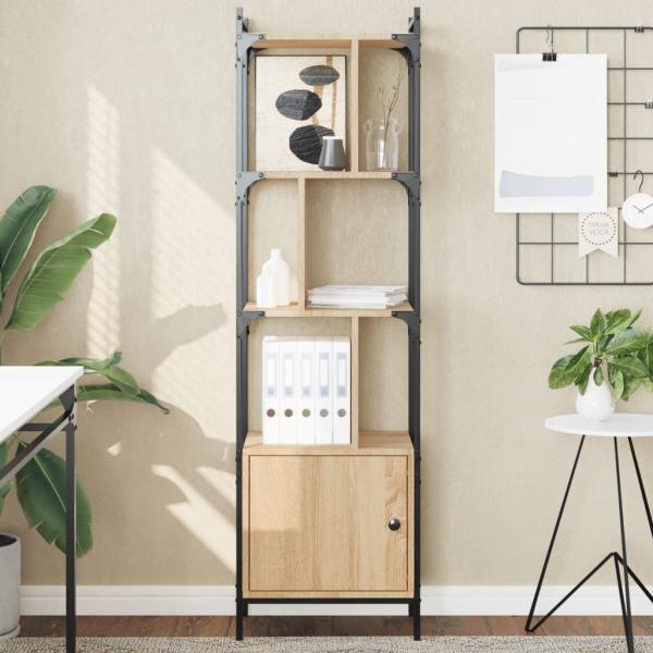 ARDEBO.de - Bücherregal mit Tür Sonoma-Eiche 44,5x30x154,5 cm Holzwerkstoff