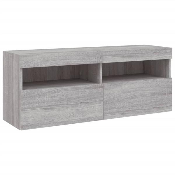 TV-Wandschrank mit LED-Leuchten Grau Sonoma 100x30x40 cm