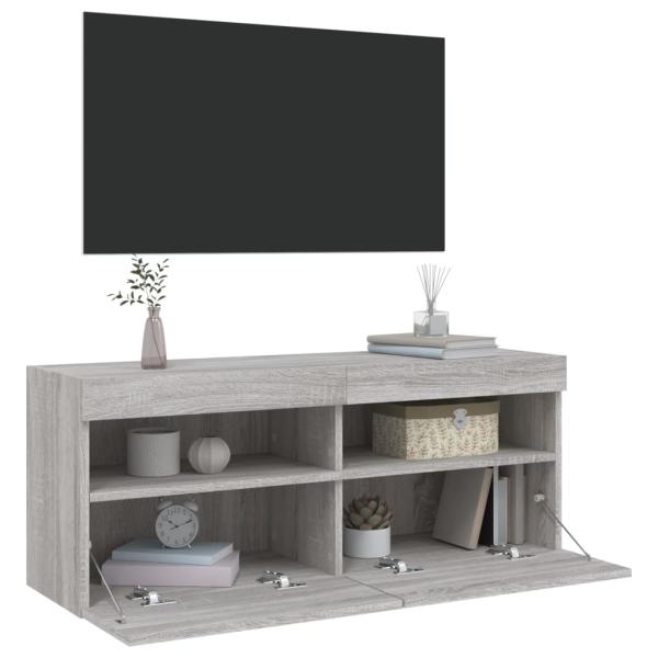 TV-Wandschrank mit LED-Leuchten Grau Sonoma 100x30x40 cm
