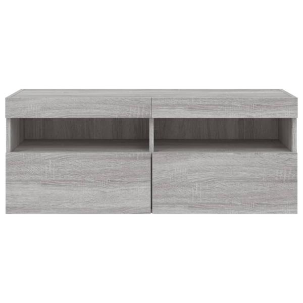 TV-Wandschrank mit LED-Leuchten Grau Sonoma 100x30x40 cm
