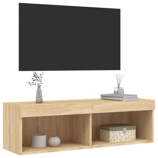 ARDEBO.de - TV-Schrank mit LED-Leuchten Sonoma-Eiche 100x30x30 cm