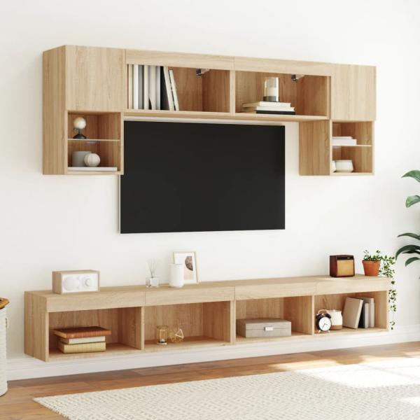 TV-Schrank mit LED-Leuchten Sonoma-Eiche 100x30x30 cm