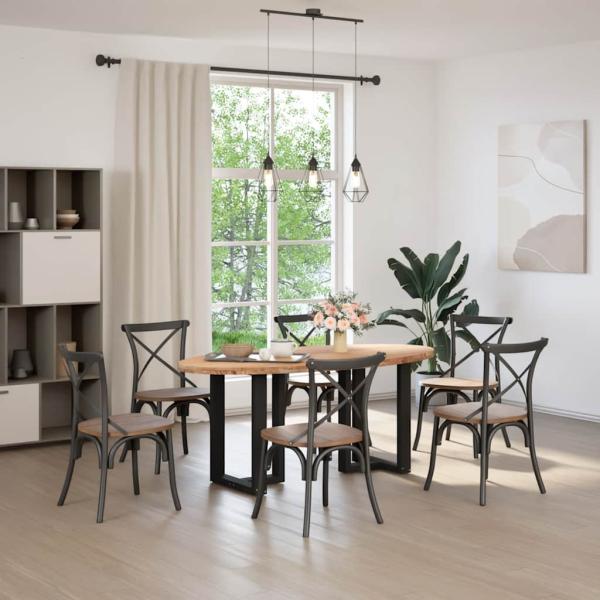 Esstisch Hellbraun 200x100x74 cm Massivholz Eiche Oval