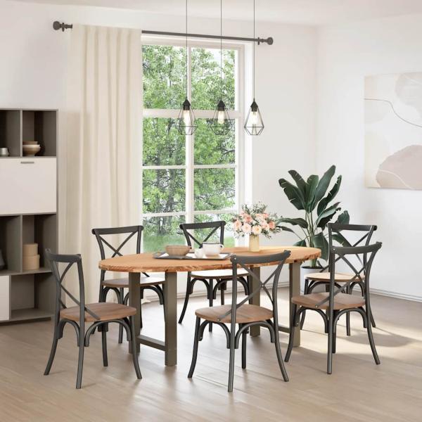 Esstisch Hellbraun 200x100x74 cm Massivholz Eiche Oval
