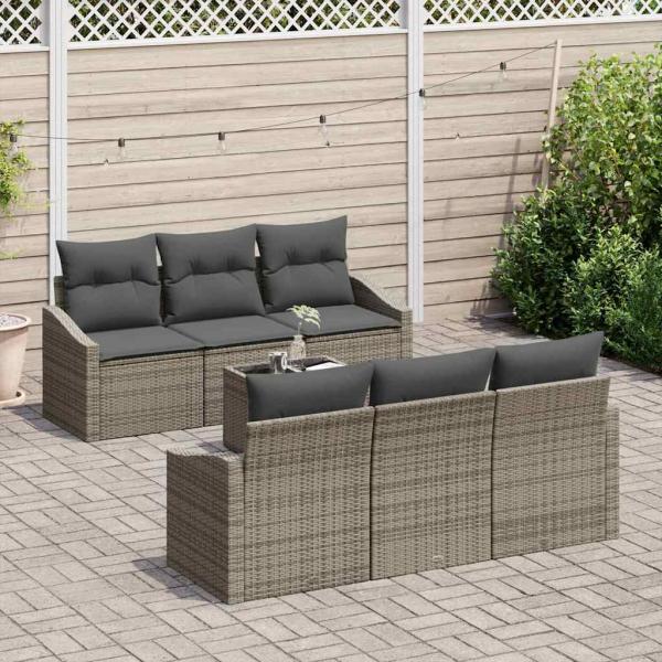 Garten-Sofa-Set mit Kissen 7 pcs Grau 55 x 55 x 37 cm