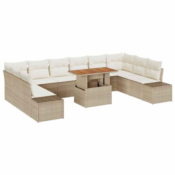 Garten-Sofa-Set mit Kissen 11 pcs Beige, Creme 100 x 55 x 73 cm
