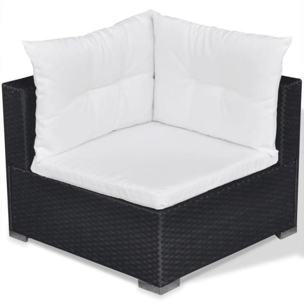 6-tlg. Garten-Lounge-Set mit Kissen Poly Rattan Schwarz