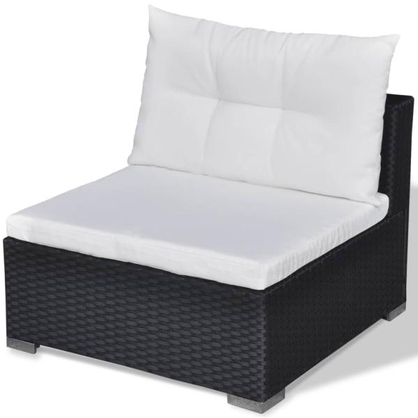 6-tlg. Garten-Lounge-Set mit Kissen Poly Rattan Schwarz