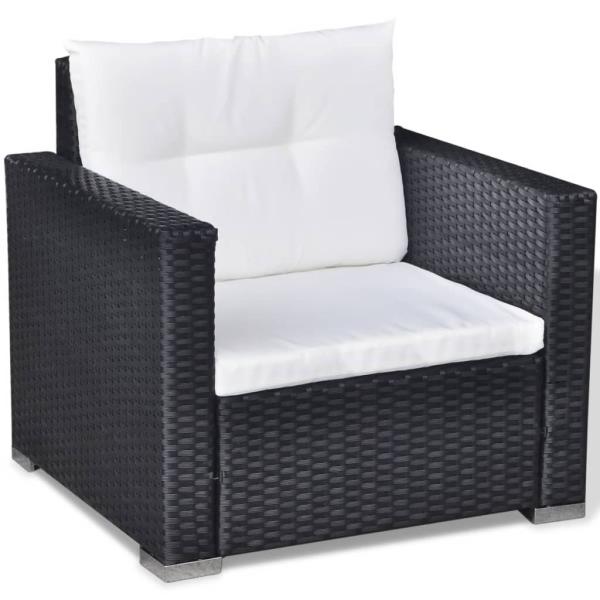 6-tlg. Garten-Lounge-Set mit Kissen Poly Rattan Schwarz