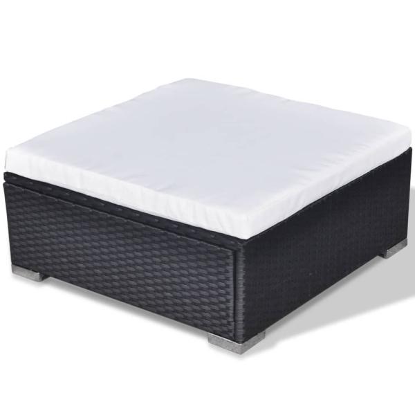 6-tlg. Garten-Lounge-Set mit Kissen Poly Rattan Schwarz