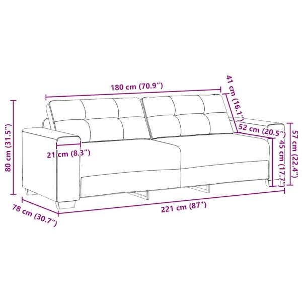 3-Sitzer-Sofa Dunkelgrau 180 cm Samt