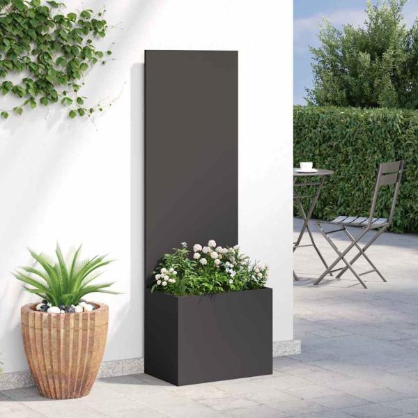 Blumentopf mit dekorativem Paneel Schwarz 50 x 140 cm