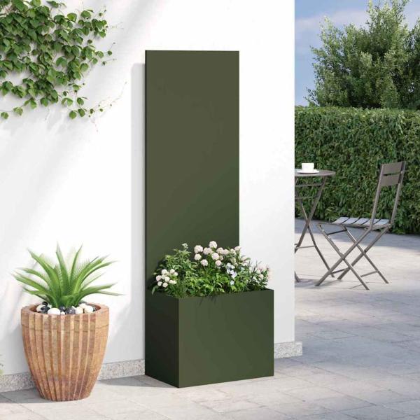 Blumentopf mit dekorativem Paneel Olivgrün 50 x 140 cm