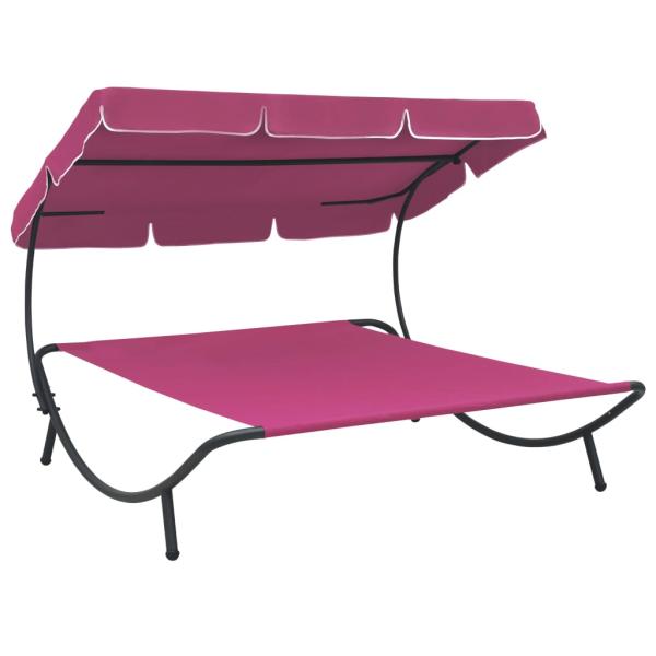 ARDEBO.de - Sonnenliege mit Sonnendach Rosa