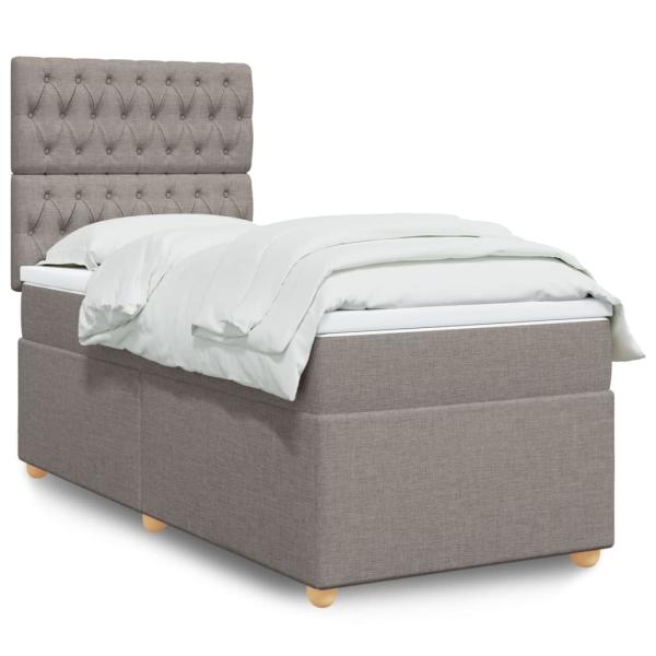 ARDEBO.de - Boxspringbett mit Matratze Taupe 80x200 cm Stoff