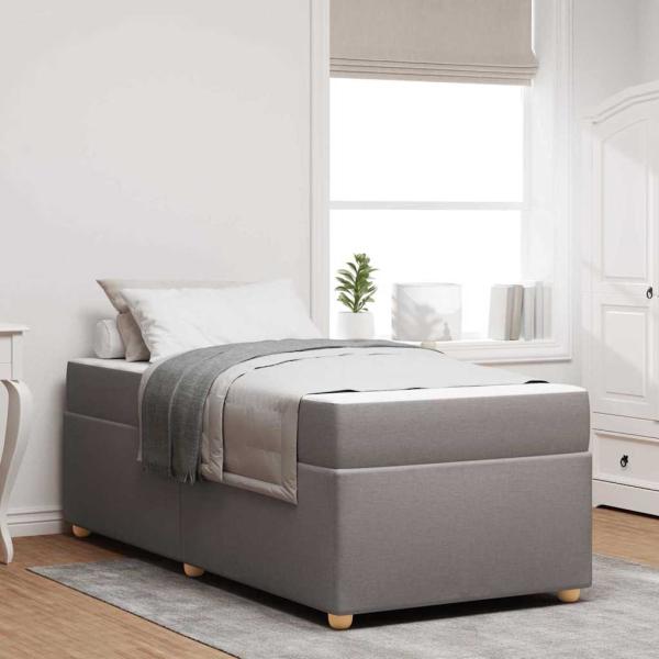ARDEBO.de - Bettgestell mit Matratze Taupe 90 x 190 cm Taschenfedern