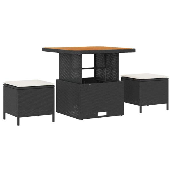Garten-Sofa-Set Höhenverstellbar 9 pcs Schwarz Poly-Rattan