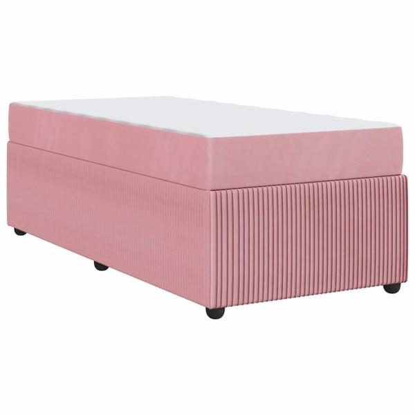 Bettgestell mit Matratze mit Matratze Rosa 100 x 200 cm Samt