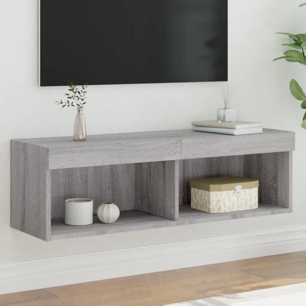 ARDEBO.de - TV-Schrank mit LED-Leuchten Grau Sonoma 100x30x30 cm
