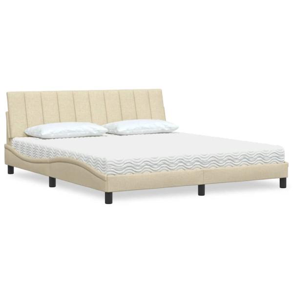 ARDEBO.de - Bett mit Matratze "Hanko" Creme 180x200 cm Stoff