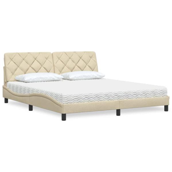 ARDEBO.de - Bett mit Matratze Creme 180x200 cm Stoff