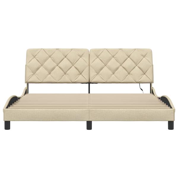 Bettgestell mit LED ohne Matratze Creme 180x200 cm Stoff