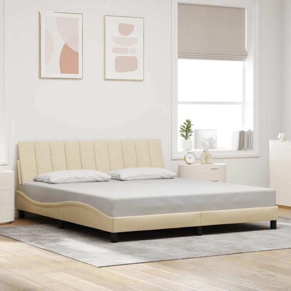 ARDEBO.de - Bettgestell ohne Matratze "Hanko" Creme 180x200 cm Stoff