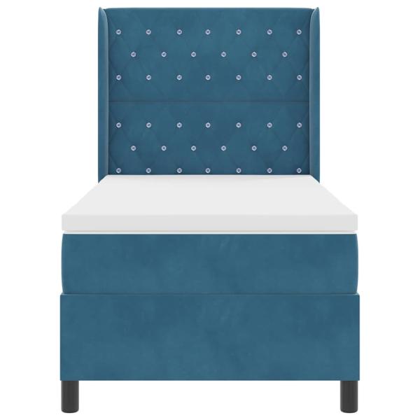 LED Boxspringbett mit Matratze Argyle Blau 100 x 200 cm Samt
