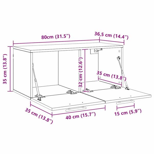 Wandschrank Altholz 80 x 36.5 x 35 cm Holzwerkstoff