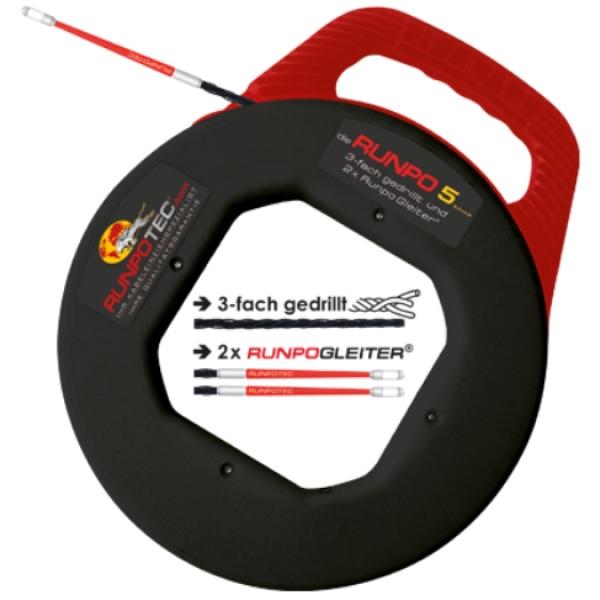 Runpotec Runpo 5, 30 m, Ø5,3, schwarz 3-fach gedrilltes Kunststoffb.