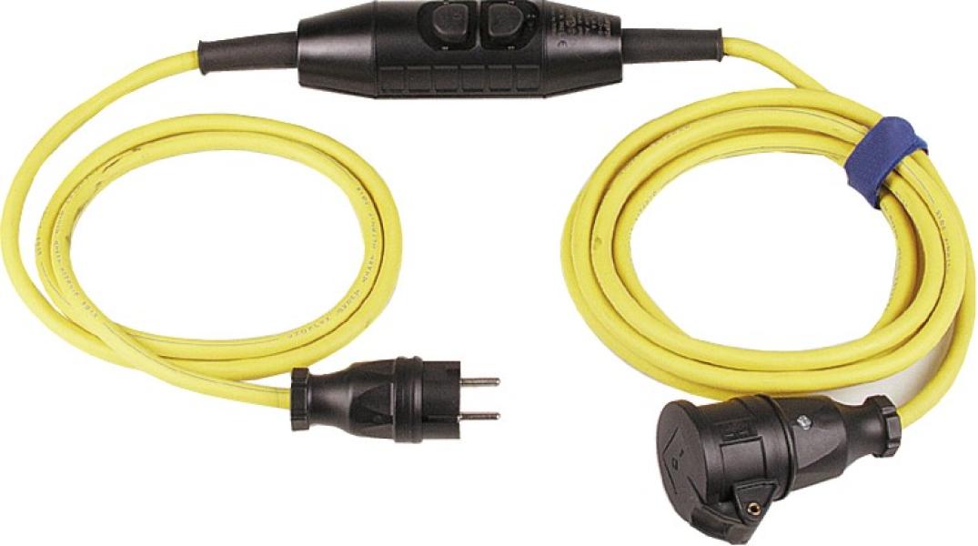 ARDEBO.de - Verl.H07RN-F 3G1,5, 4,5m gelb VG-Stecker + Kupplung + PRCD`S