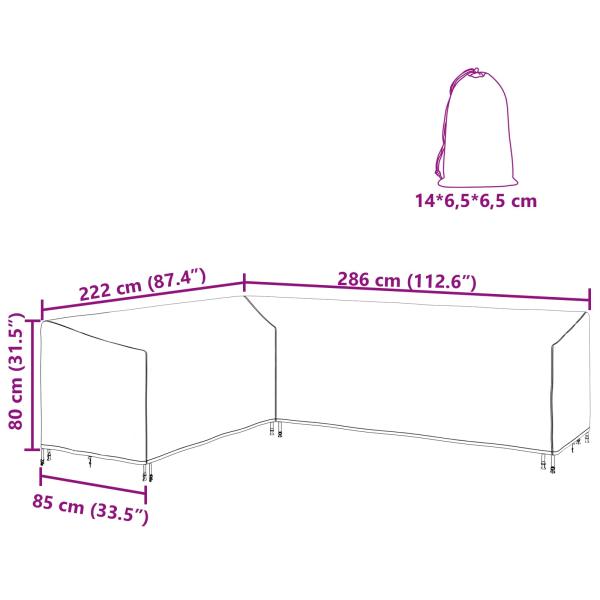 Schutzhülle für Gartenmöbel 286 x 222 x 80 cm 600D-Gewebe