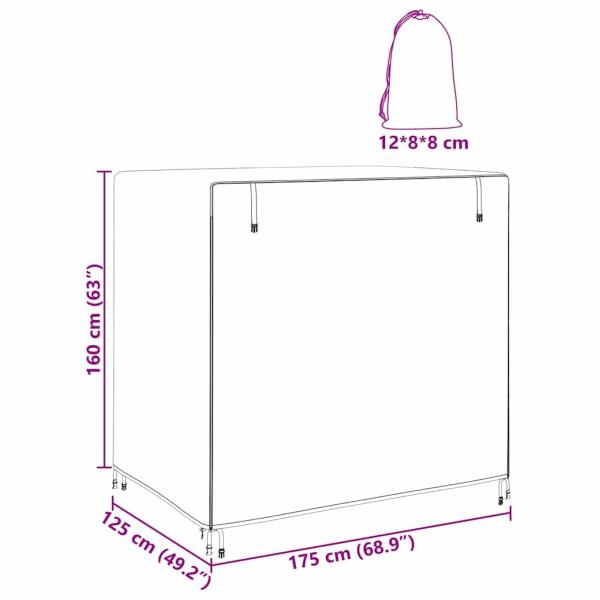 Schutzhülle für Gartenmöbel 175 x 125 x 160 cm 210D Stoff
