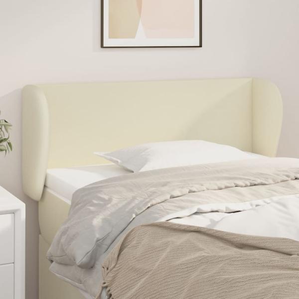 ARDEBO.de - Kopfteil mit Ohren Creme 83x23x78/88 cm Kunstleder