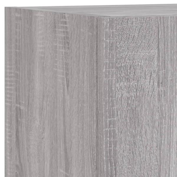 4-tlg. TV-Wohnwand mit LED-Leuchten Grau Sonoma