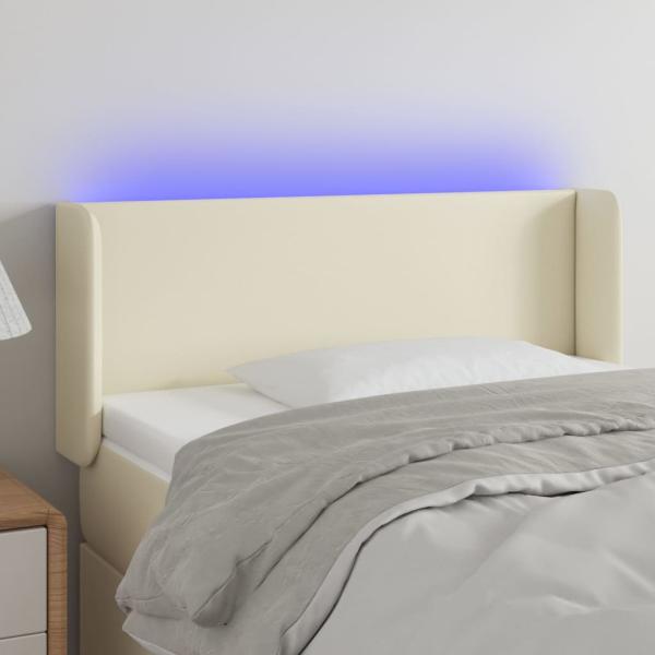 ARDEBO.de - LED Kopfteil Creme 83x16x78/88 cm Kunstleder