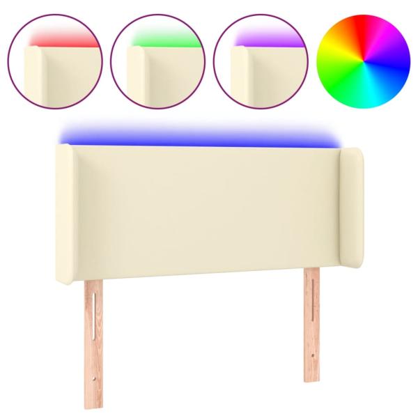 LED Kopfteil Creme 83x16x78/88 cm Kunstleder