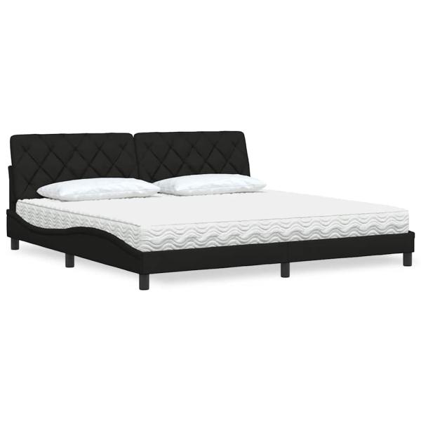 ARDEBO.de - Bett mit Matratze Schwarz 200x200 cm Stoff