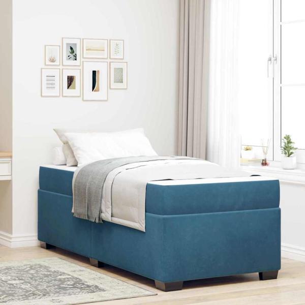 ARDEBO.de - Bettgestell mit Matratze Dunkelblau 90 x 190 cm Samt