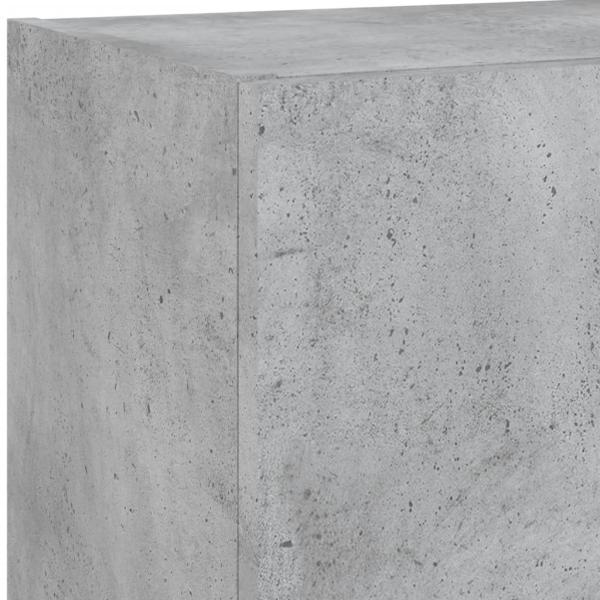 4-tlg. Wohnwand mit LED-Beleuchtung Betongrau Holzwerkstoff